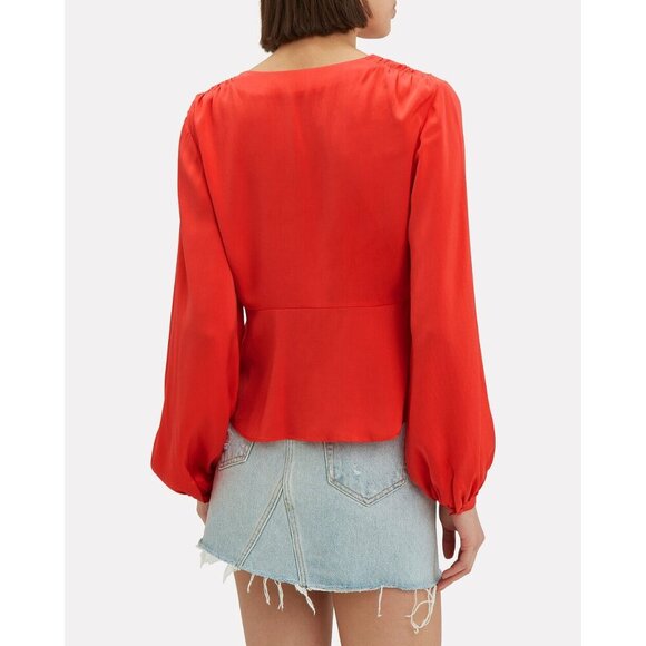 NWT INTERMIX Dawn Silk Knot Front Top Size 2 Coral - Picture 2 of 15